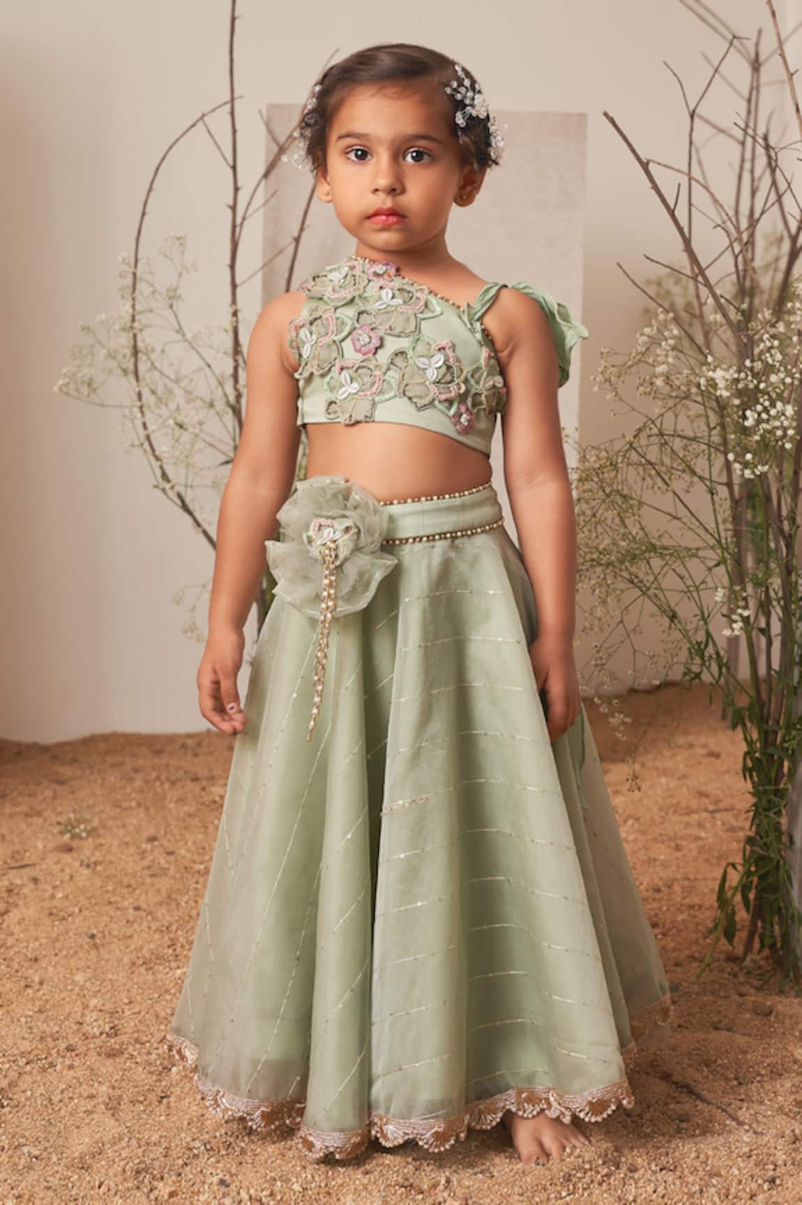 Merge Design Embroidered Blouse & Skirt Set