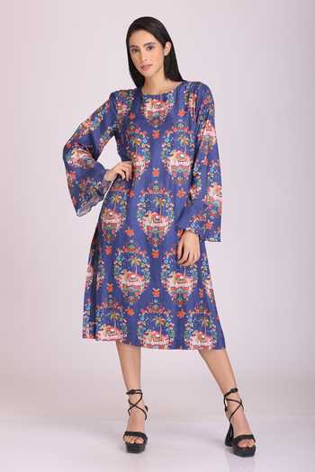 Alpona Designs By Soham Acharya Animal & Floral Print Dress 