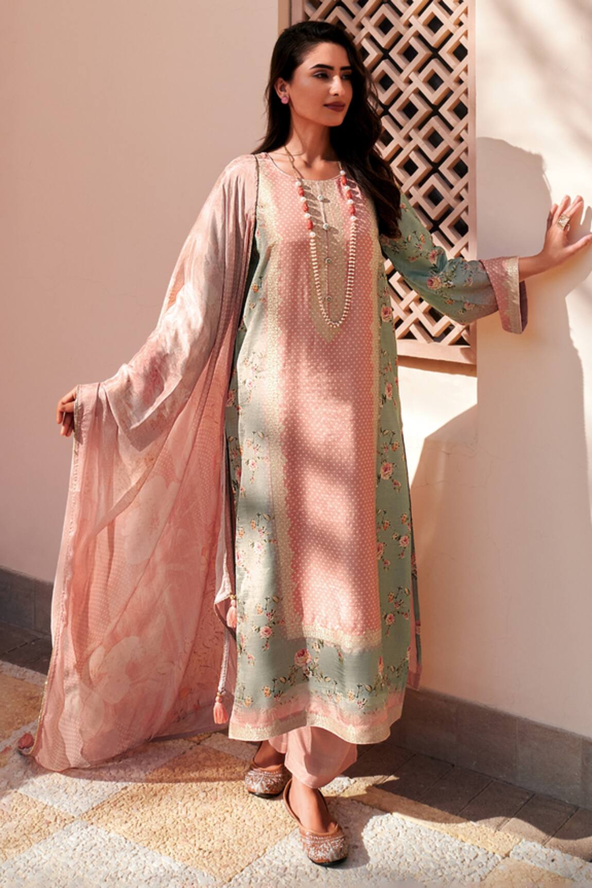 Label Varsha Floral Print Woven Straight Kurta Set