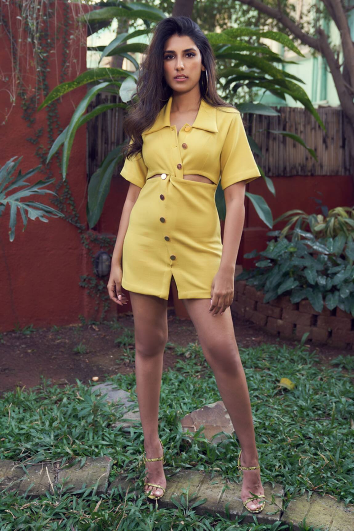 Couché By Anandini Solid Cut Out Shirt Dress 