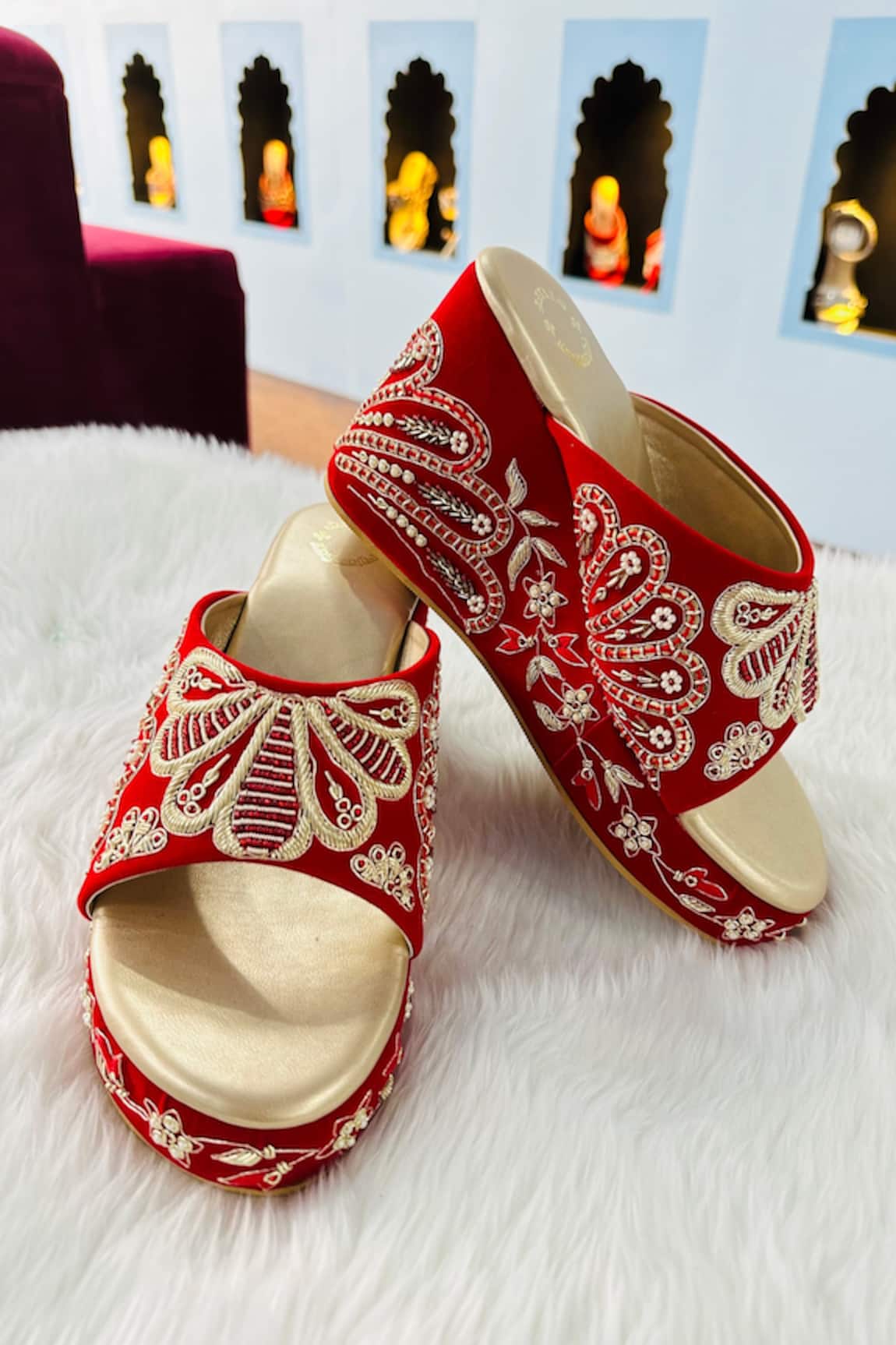 Rajasthani Stuff Butterfly Embroidered Wedges