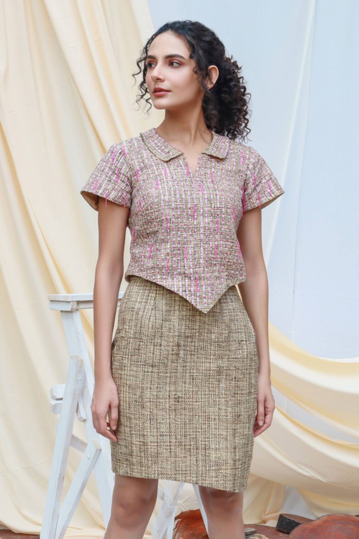 Couché By Anandini Tweed Top & Skirt Set 