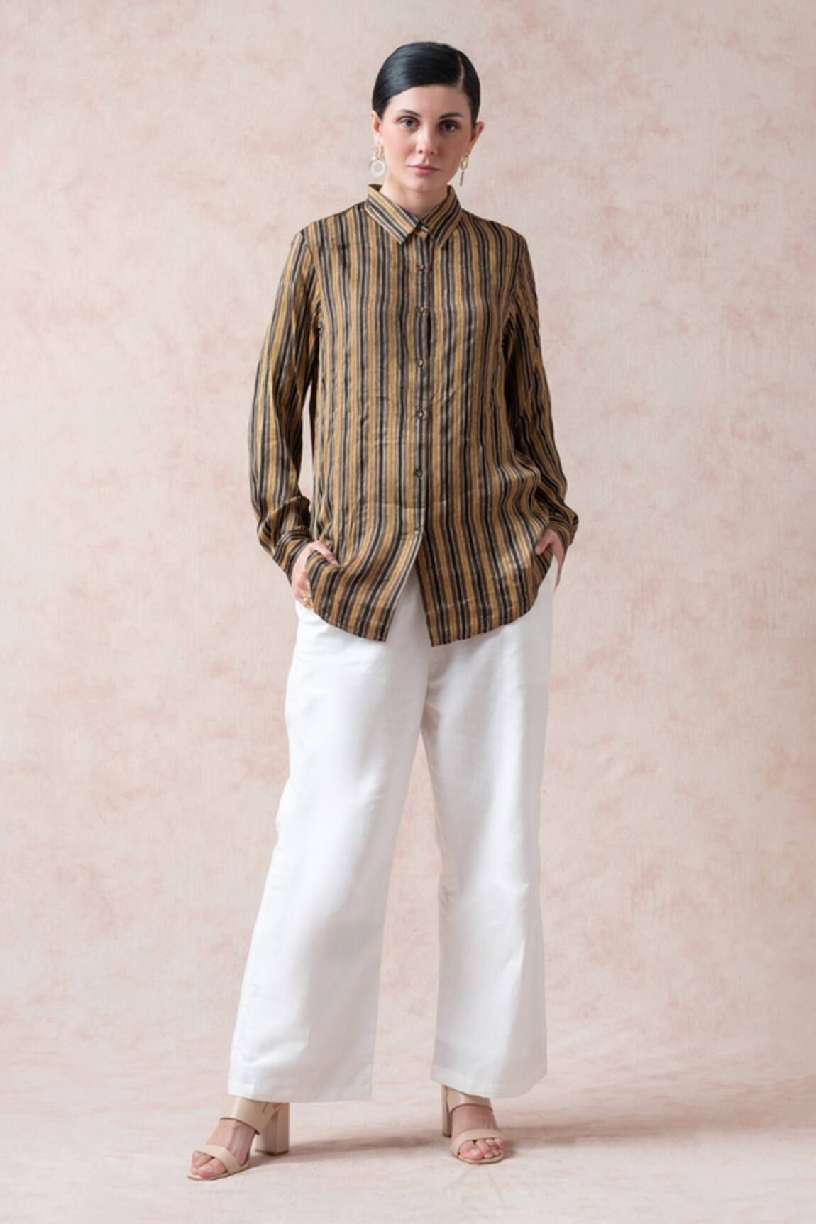 Momkidsfashion Stripe Print Satin Silk Shirt