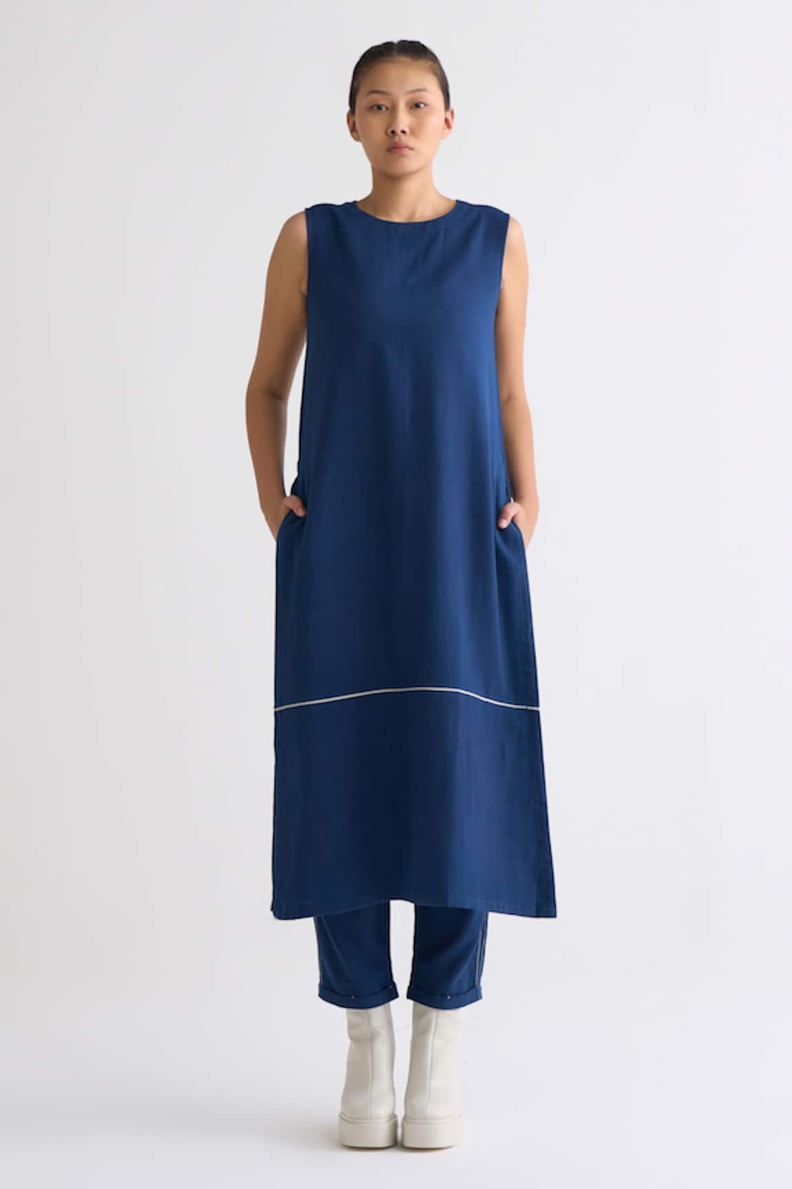 Three Straight Round Neck Tunic