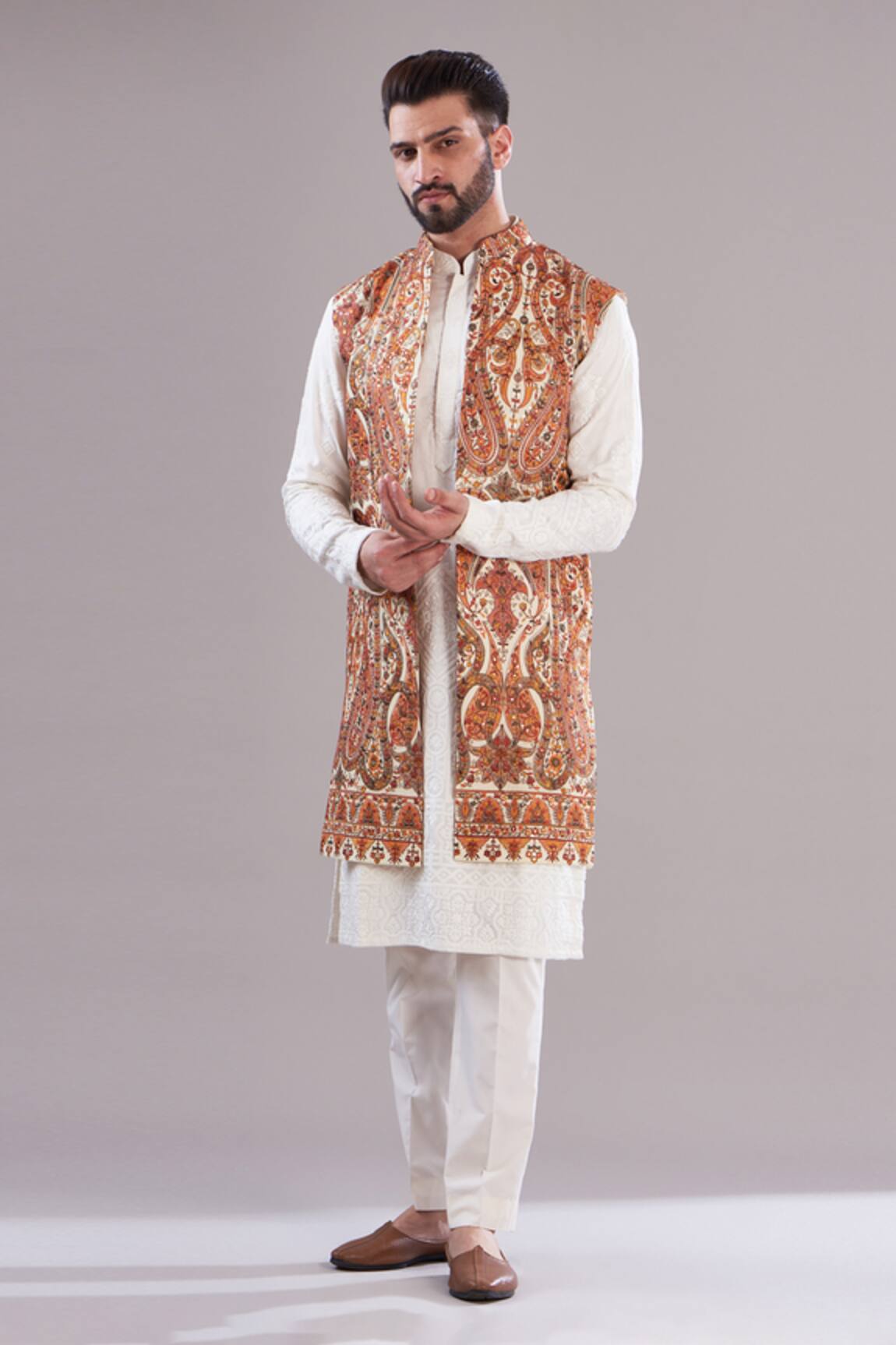 Kasbah Floral Kalamkari Work Long Open Shrug