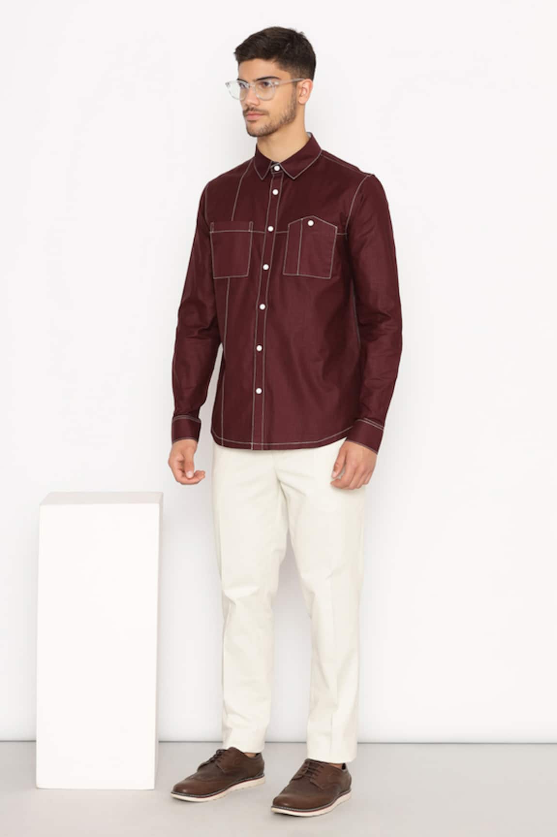 Lacquer Embassy Olave Solid Cotton Shirt