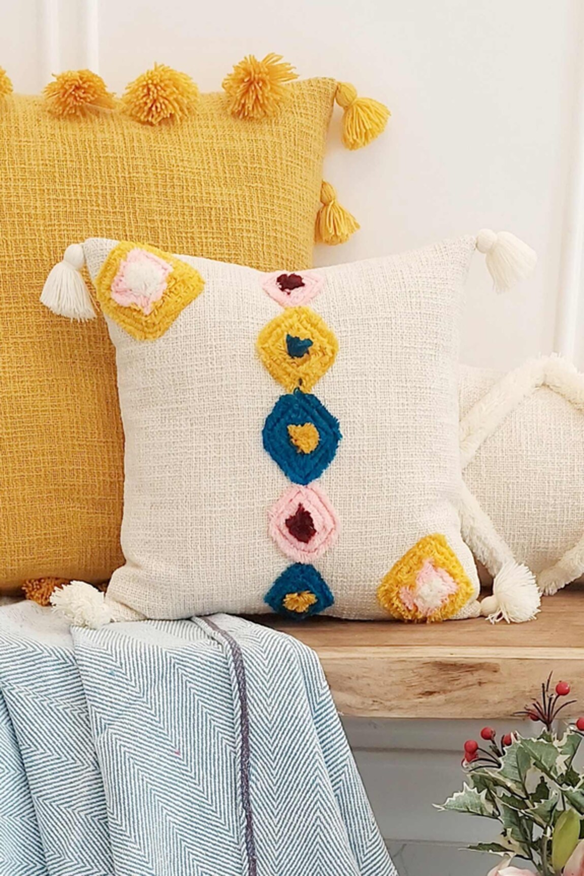 Throwpillow Neutral Tufted Cushion Cover - Single Pc