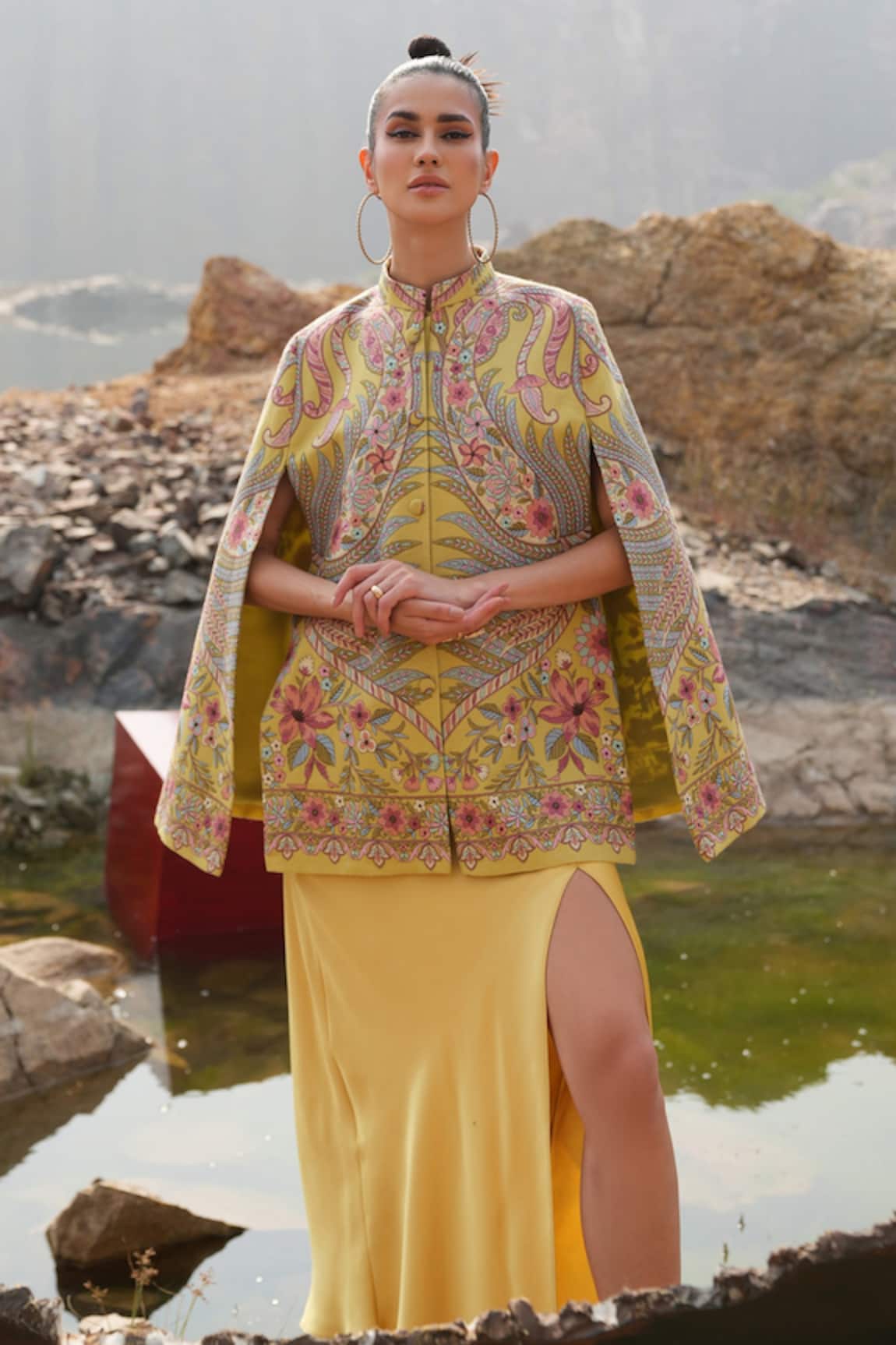 Neiza by Neeti Seth Cashmere Wool Hand Embroidered Cape