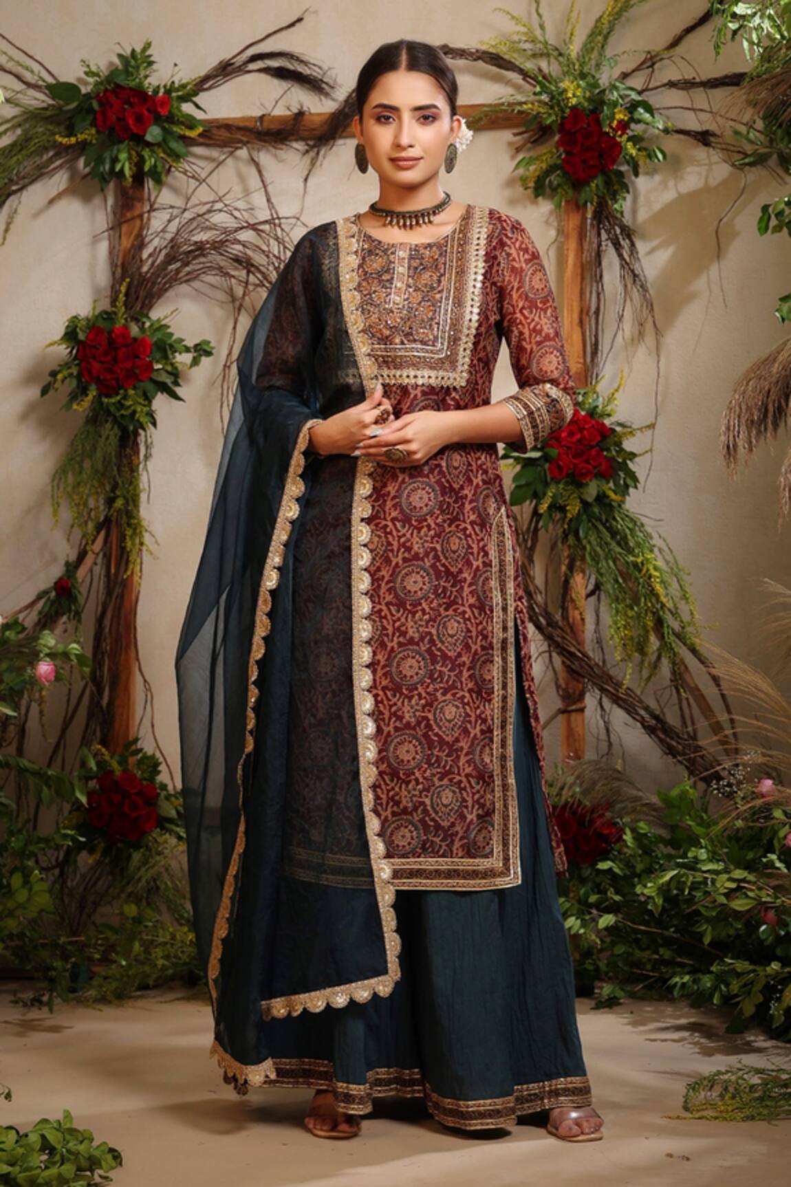Bairaas Embroidered Kurta Sharara Set
