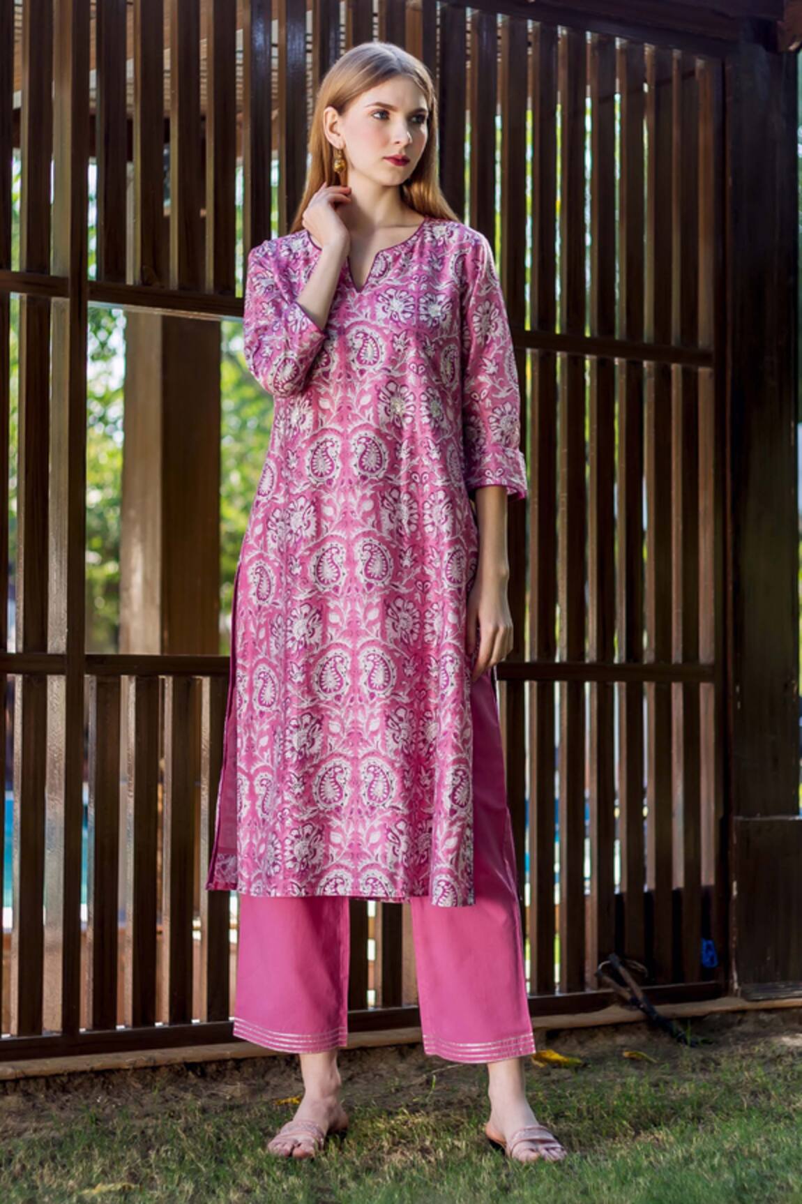 Missprint Chanderi Straight Kurta & Pant Set