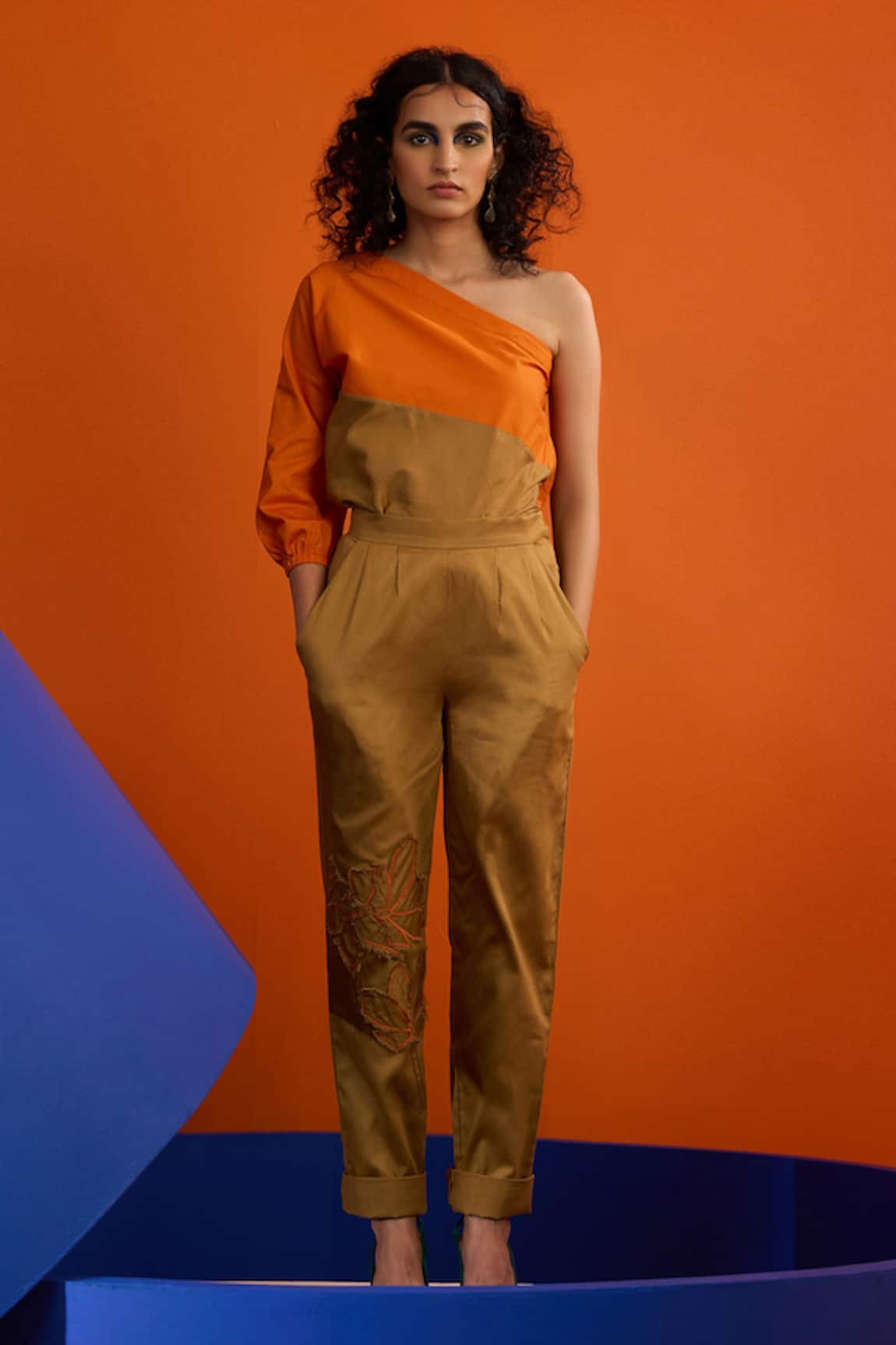 The Dramebaaz Co Earth Cotton Colorblock Top & Pant Set 