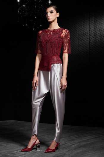 Rohit Gandhi + Rahul Khanna Embroidered Peplum Top 