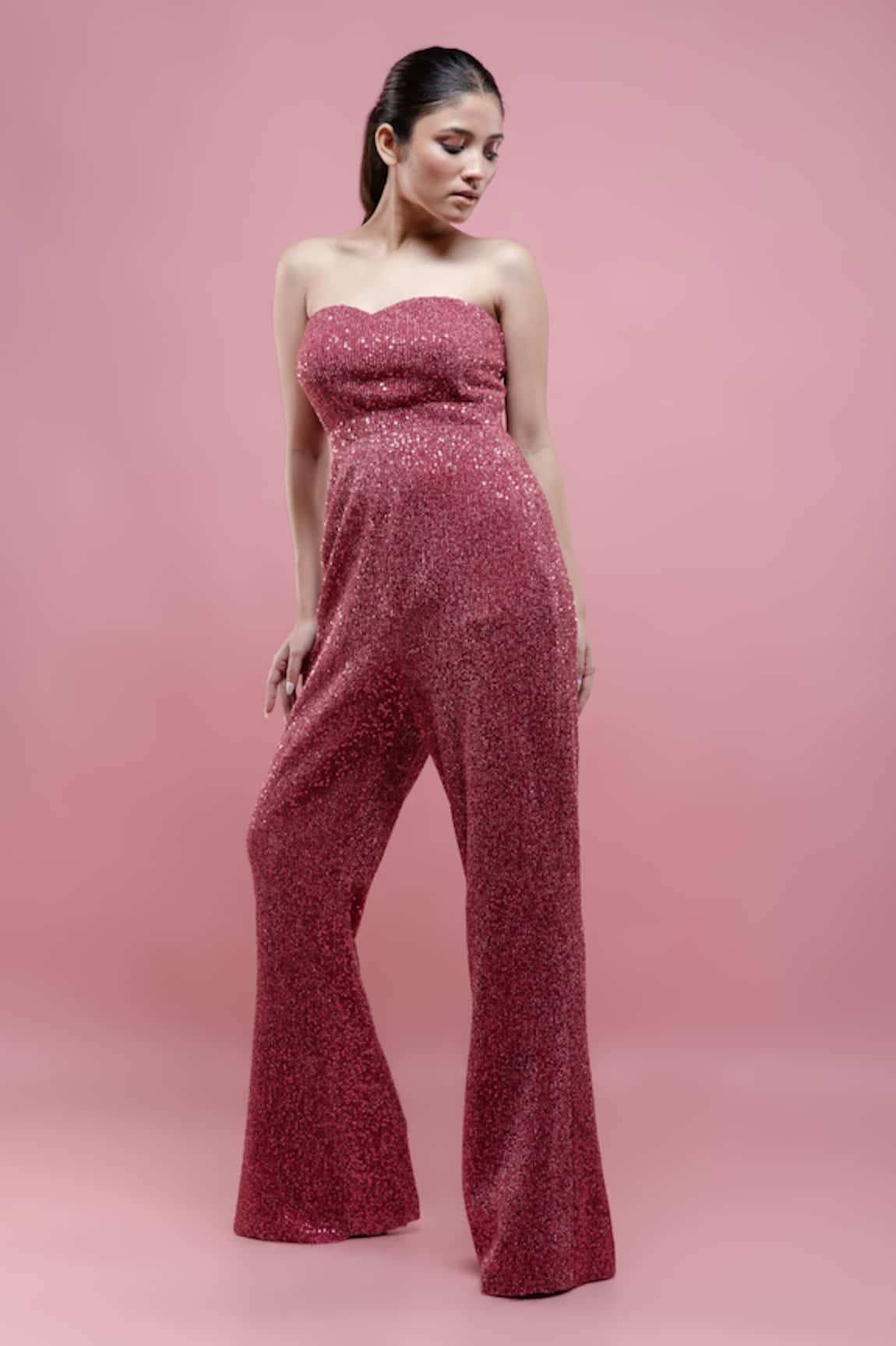 Pocket Stories Sequin Embroidered Corset Jumpsuit