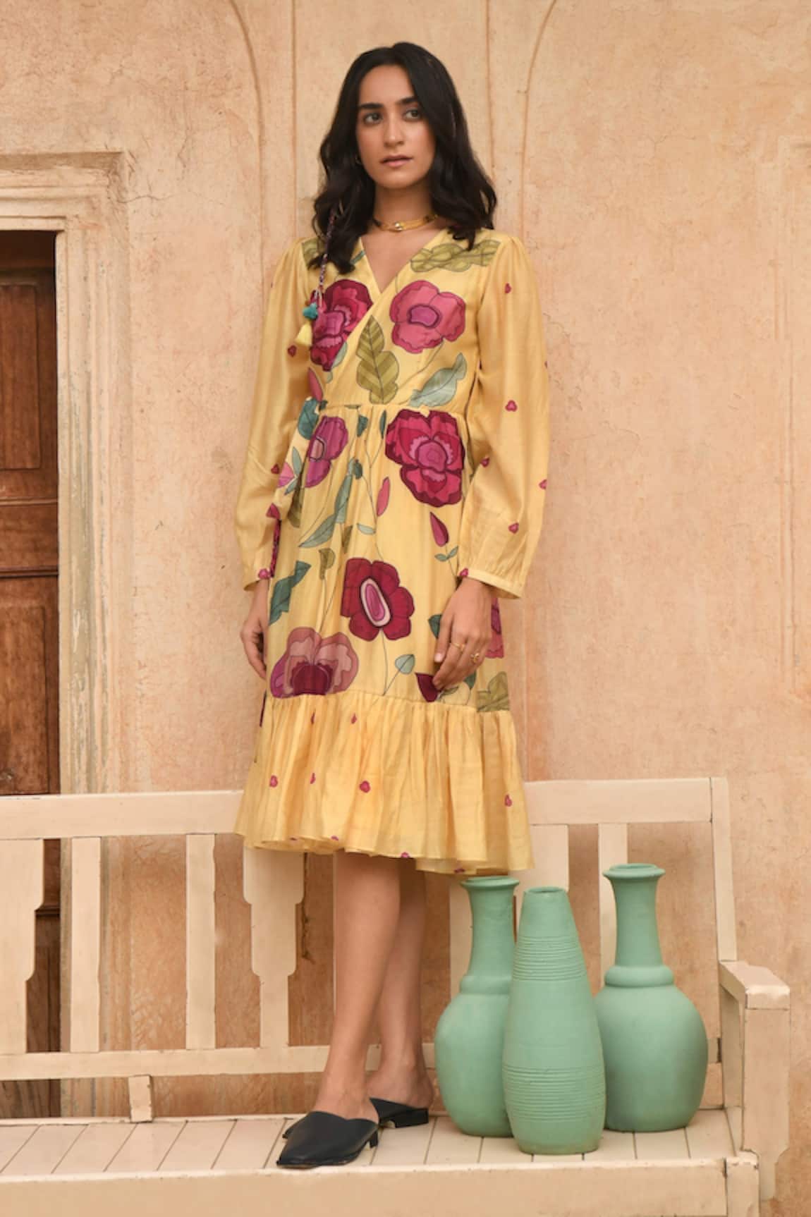 Taro Sandalwood Floral Print Dress 