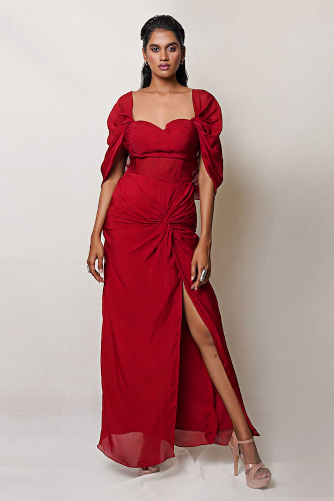 Pinup By Astha Corset Bodice Draped Gown