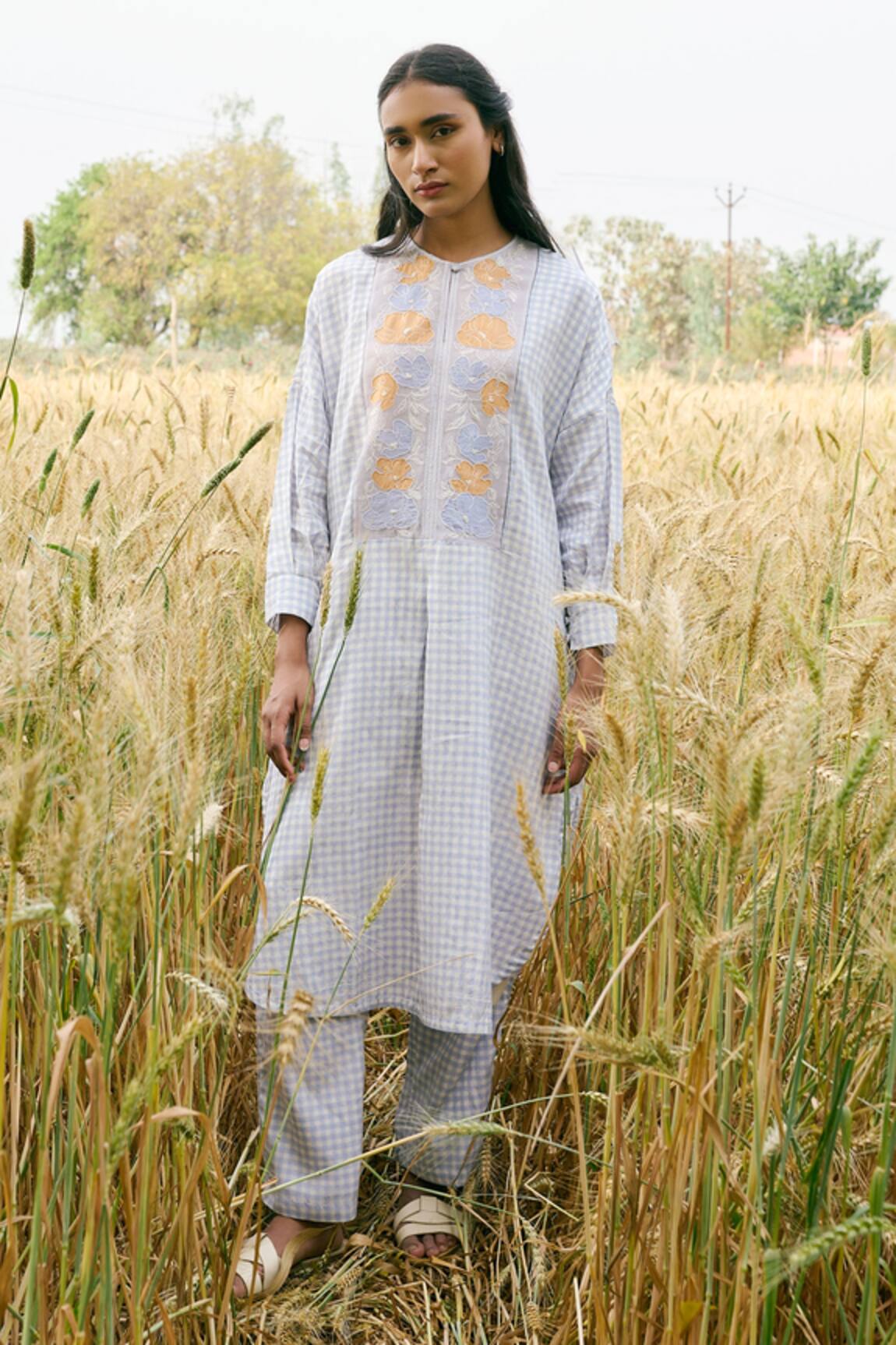 Ayaka Checkered Hand Block Print Tunic