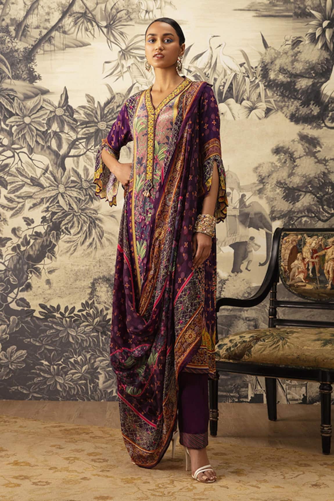 Kalista Riah A-Line Floral Print Kurta Set
