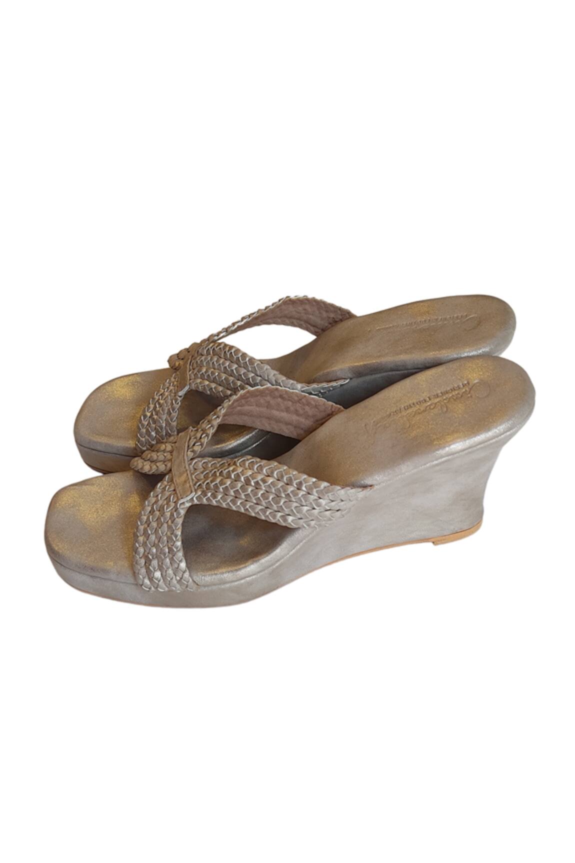 Cinderella by Heena Yusuf Braided Curved Strap Wedges