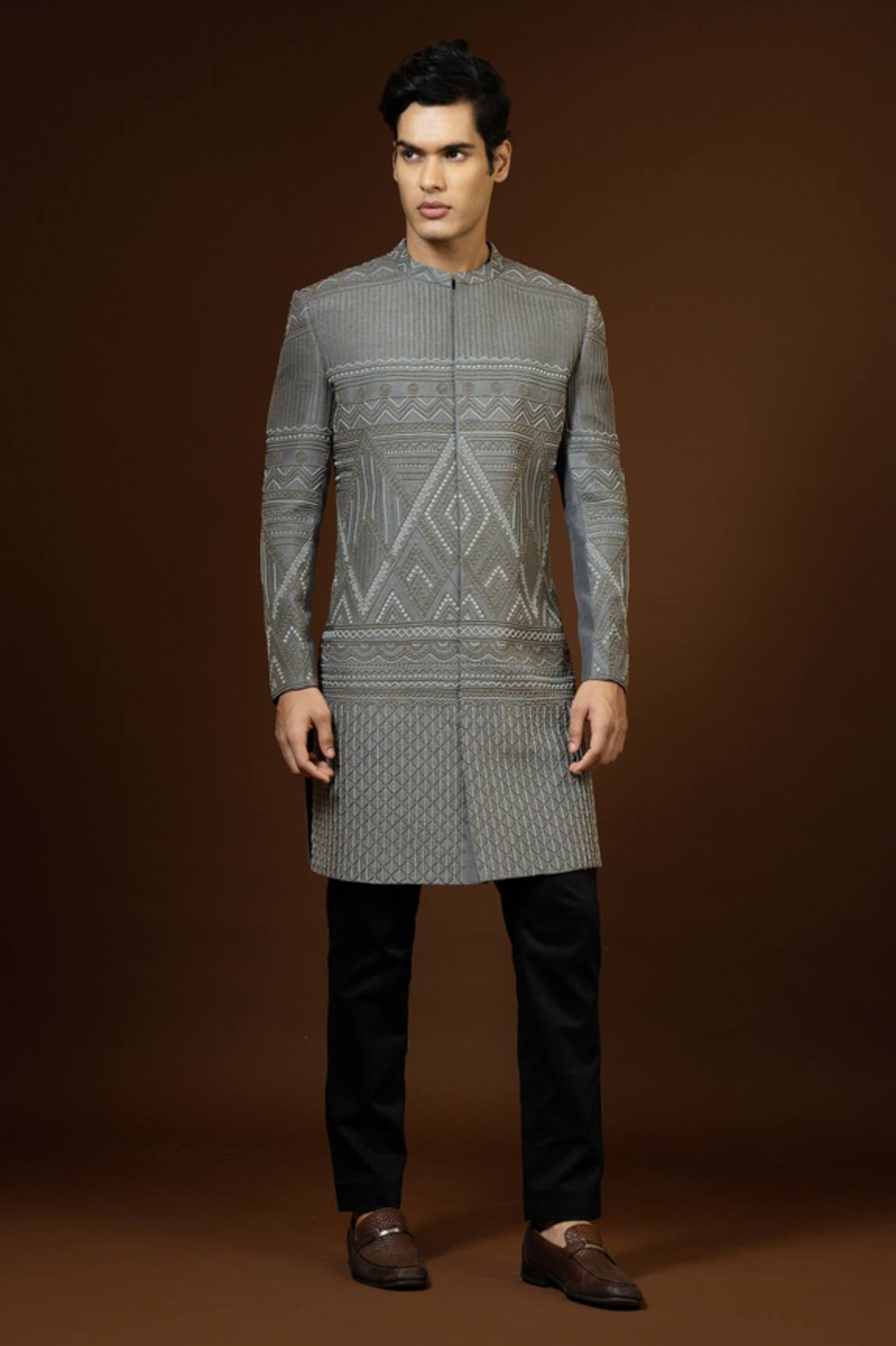 PAARSH Bead Embroidered Achkan Trouser Set