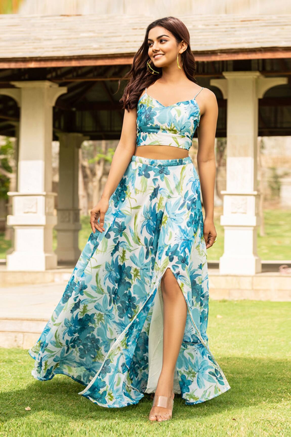 Buy Mango and Coconut Floral Printed Skirt Set by Designer Arpita Mehta  Online at Ogaancom