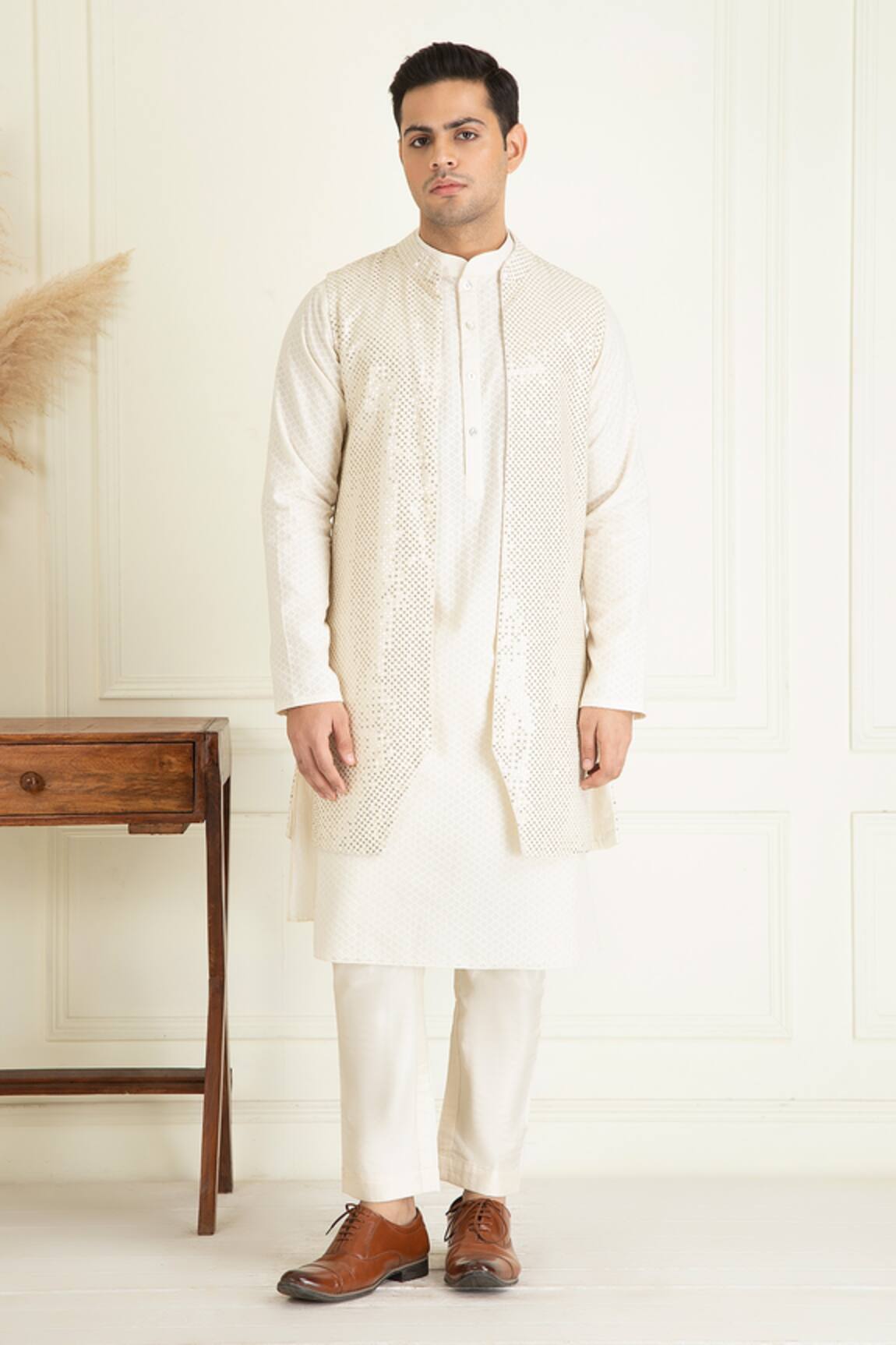 Priyanka Jain Embroidered Bundi & Kurta Set