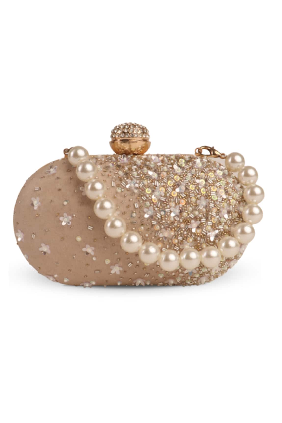 Puro Cosa Flawless Suede Embellished Clutch