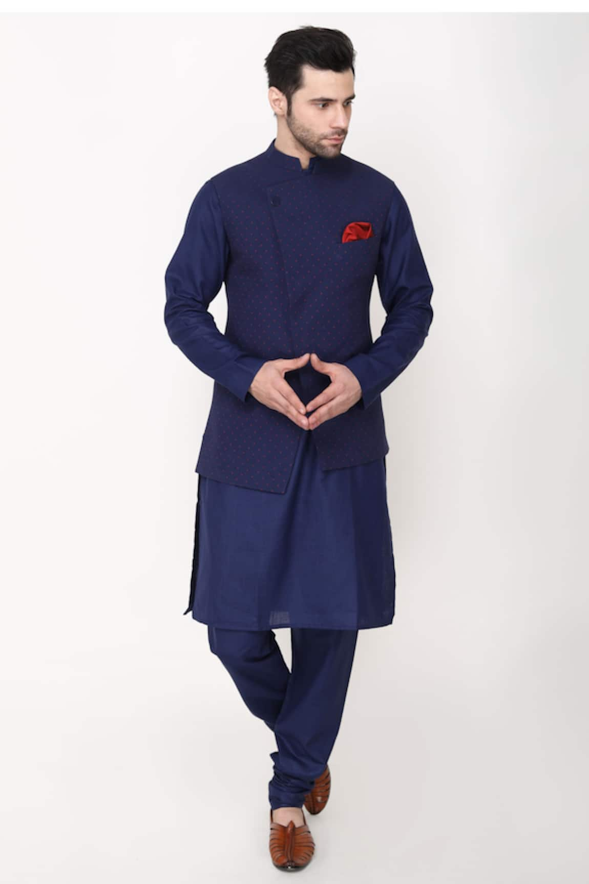 Manish Nagdeo Angrakha Bundi Jacket Kurta Set