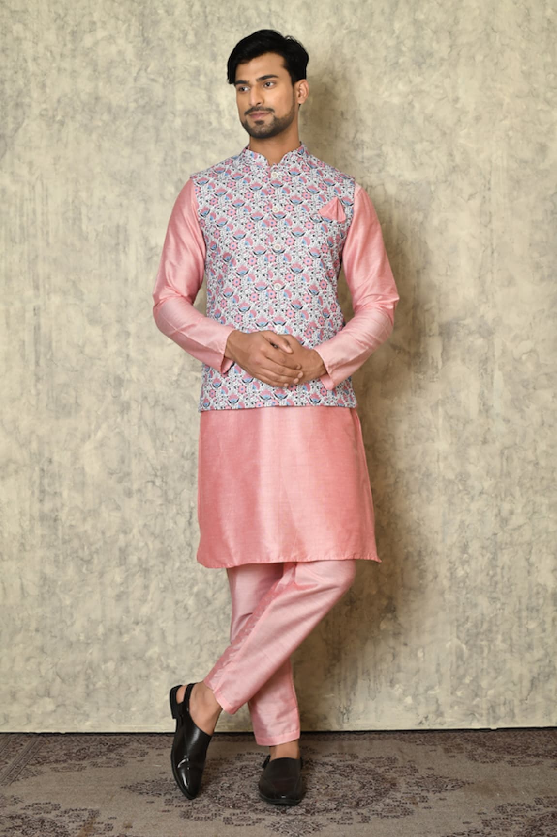 Samyukta Singhania Botanical Pattern Bundi & Kurta Set