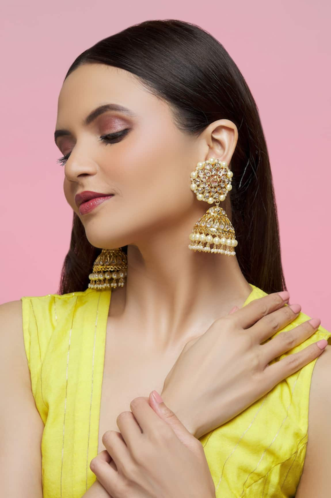 Kiara Kundan Stone Embellished Jhumkas