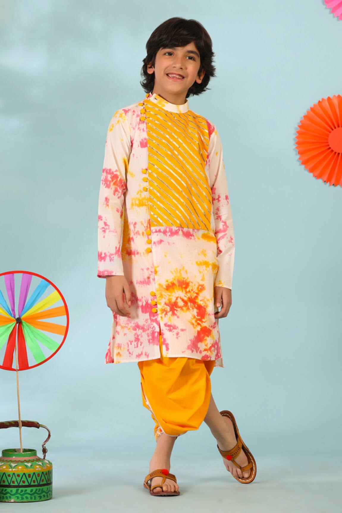 Cute Couture Abstract Print Kurta & Dhoti Pant Set 