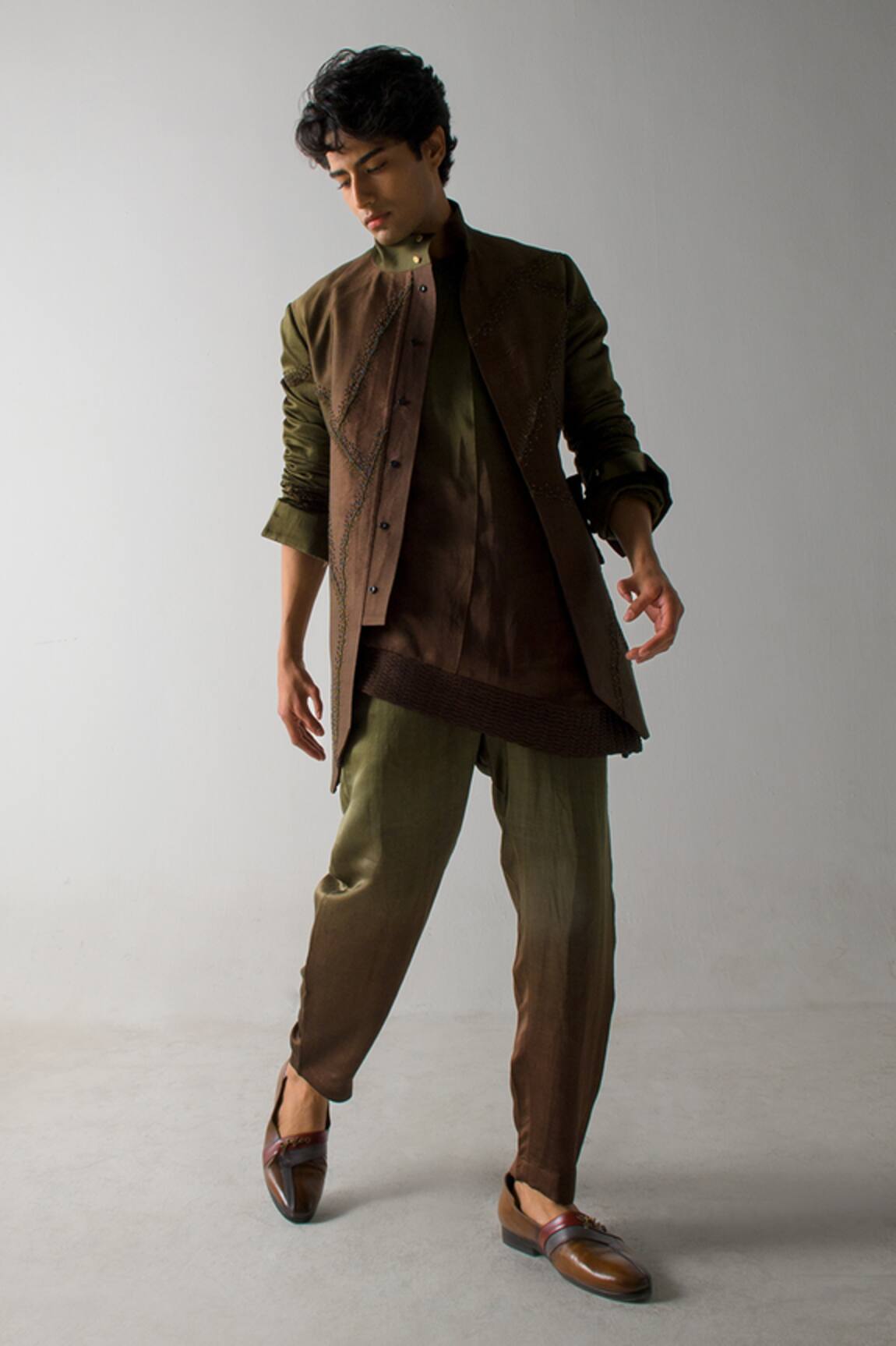 Jatin Malik Ombre Farisha Embroidered Shacket 