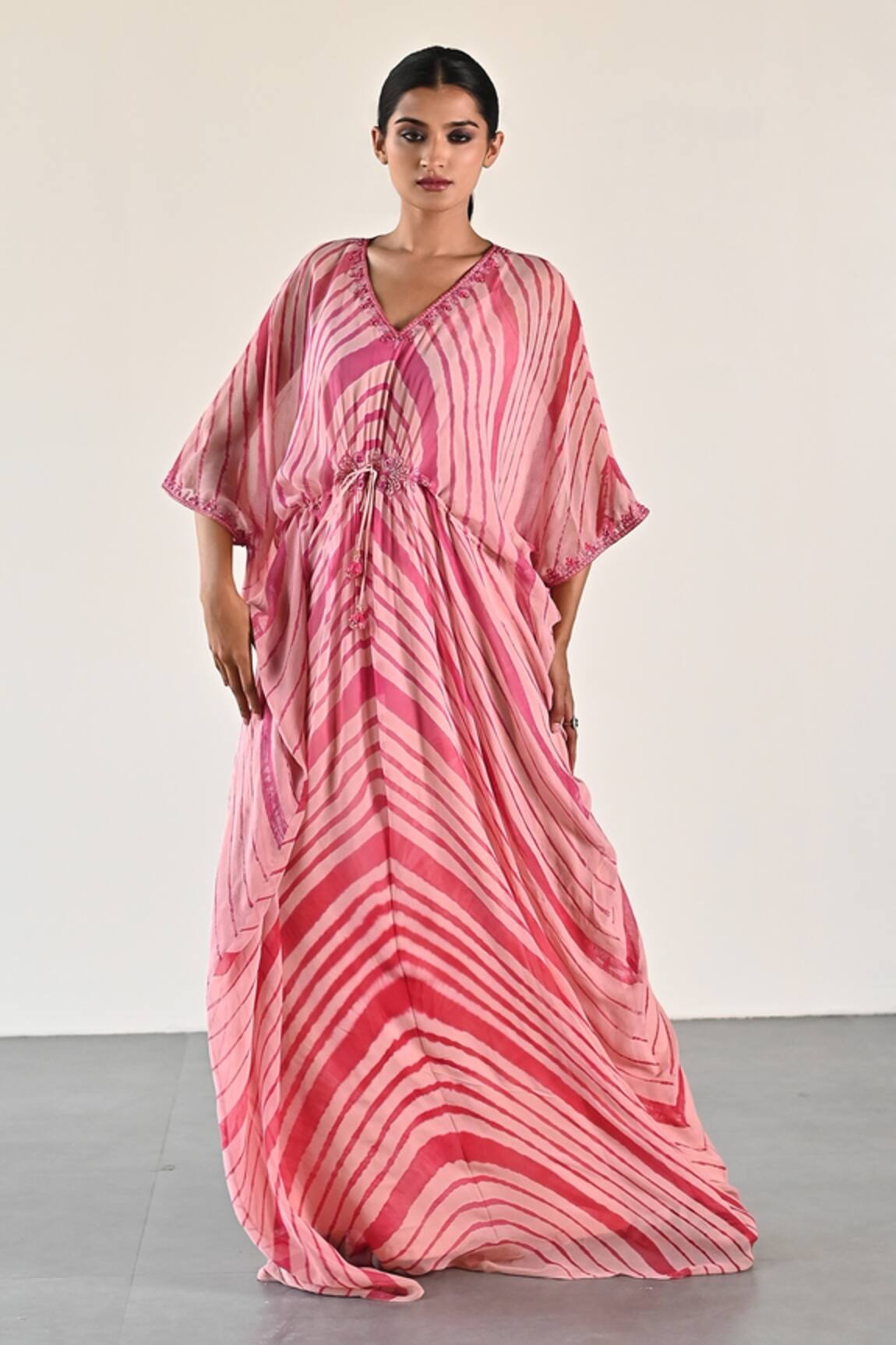 K-Anshika Wave Pattern Peach Tunic Set 