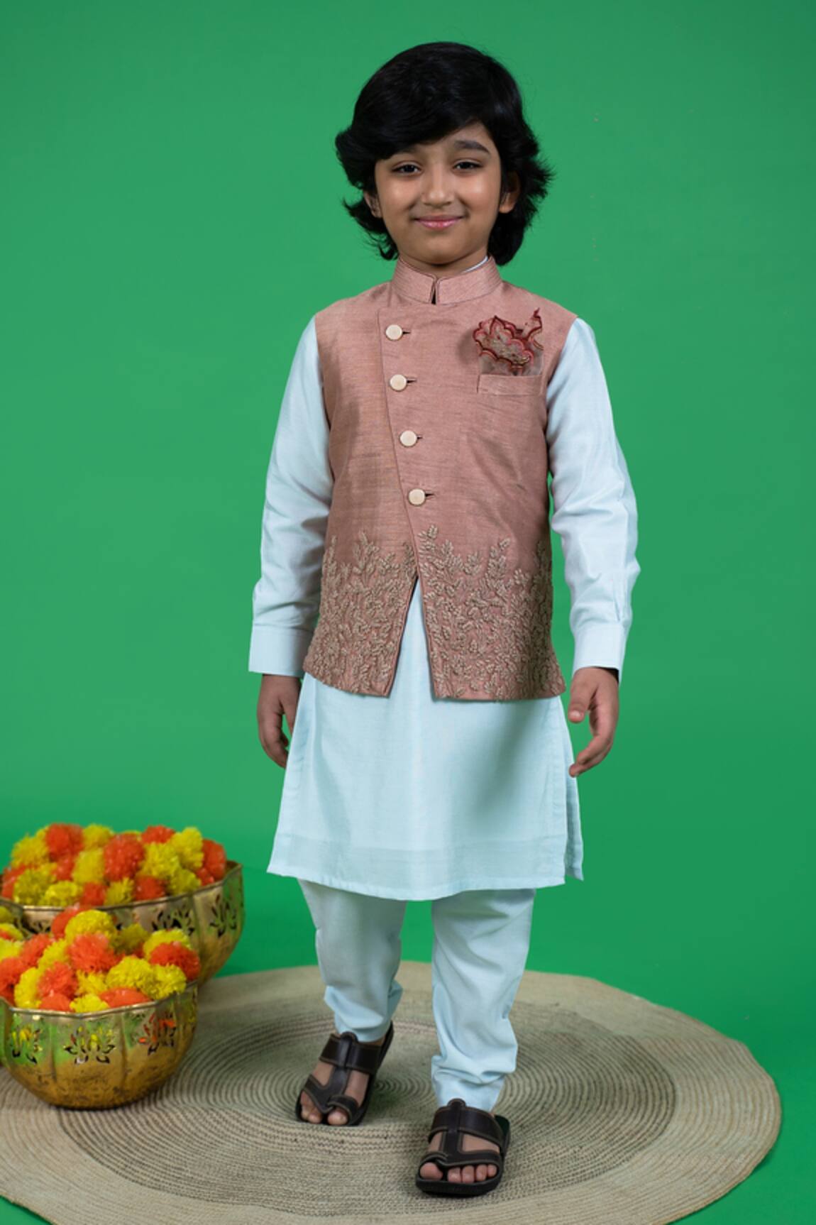 Little Boys Closet Resham Thread Embroidered Kurta Set