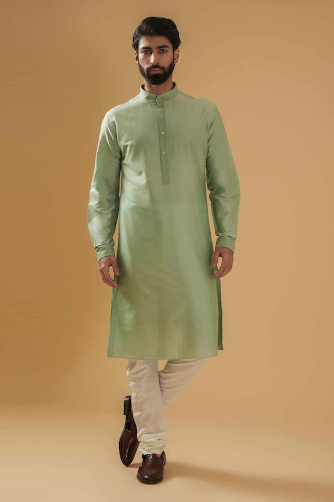 Raghavendra Rathore Blue Placket Embroidered Raw Silk Kurta With Pant