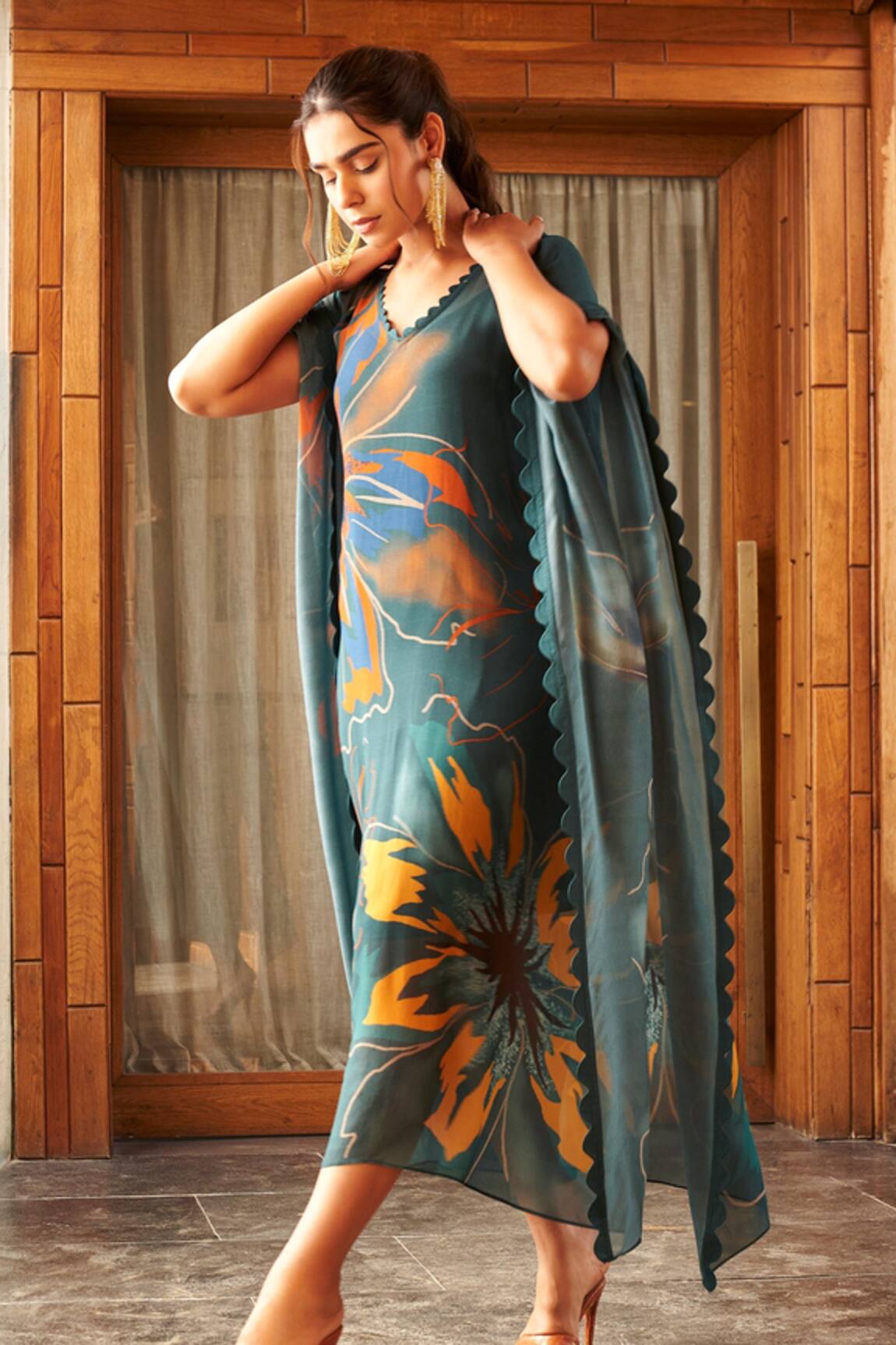 Varun Bahl Summer Flower Print Long Kaftan