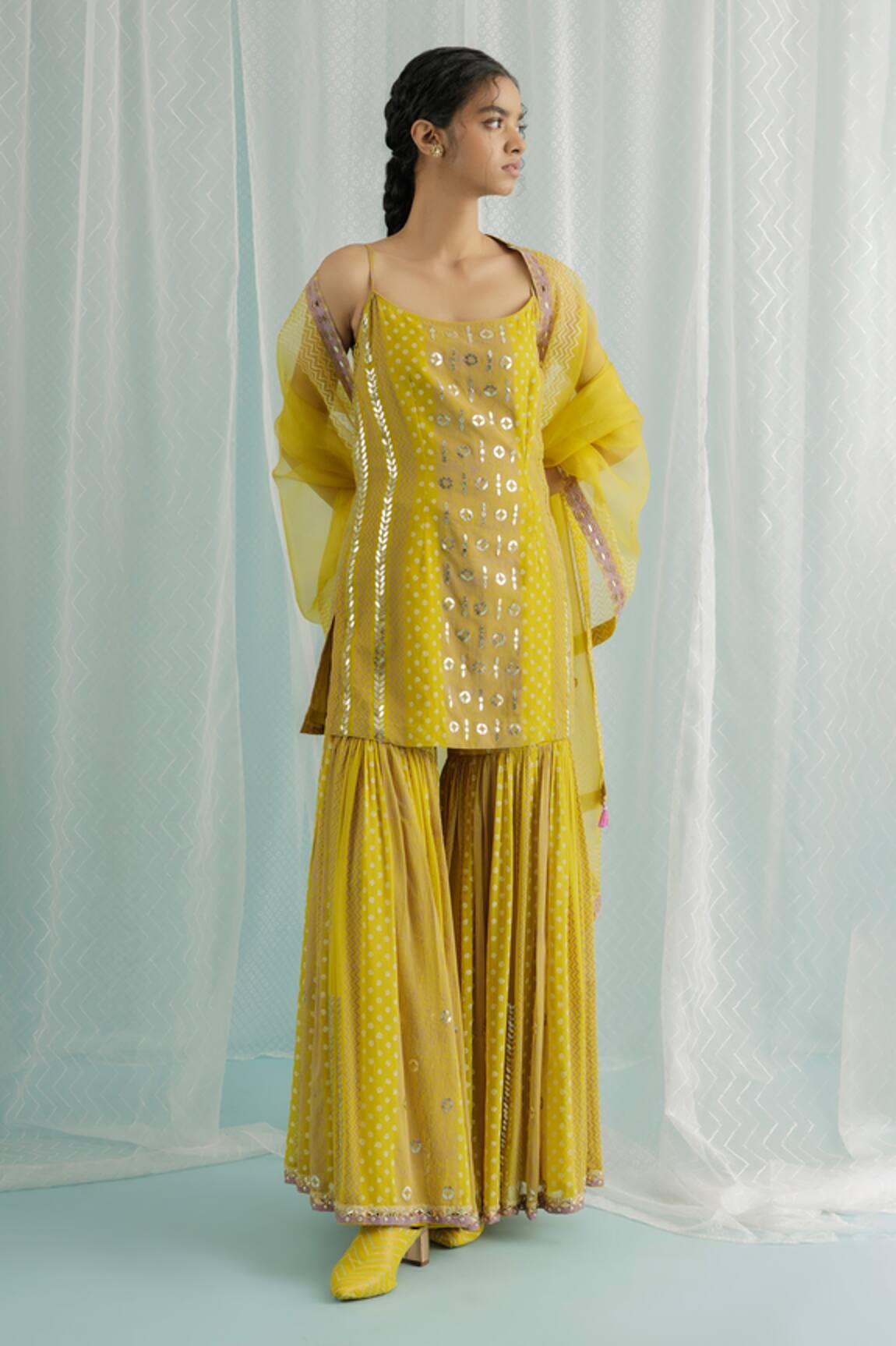 Surbhi Gupta Nilufer Geometric Print Kurta Sharara Set