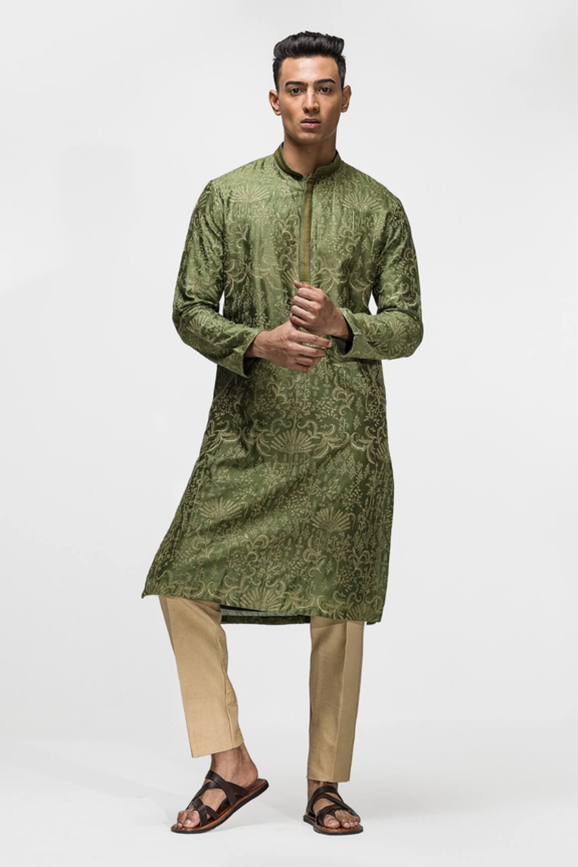 Asuka Botanical Embroidered Chanderi Silk Kurta Set