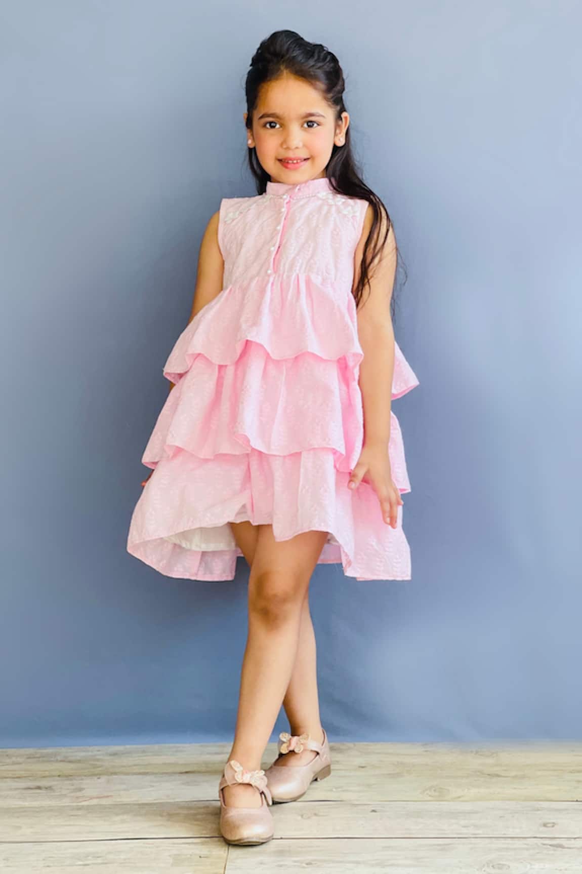 Pinkcow designs pvt ltd Floral Embroidered Hakoba Dress