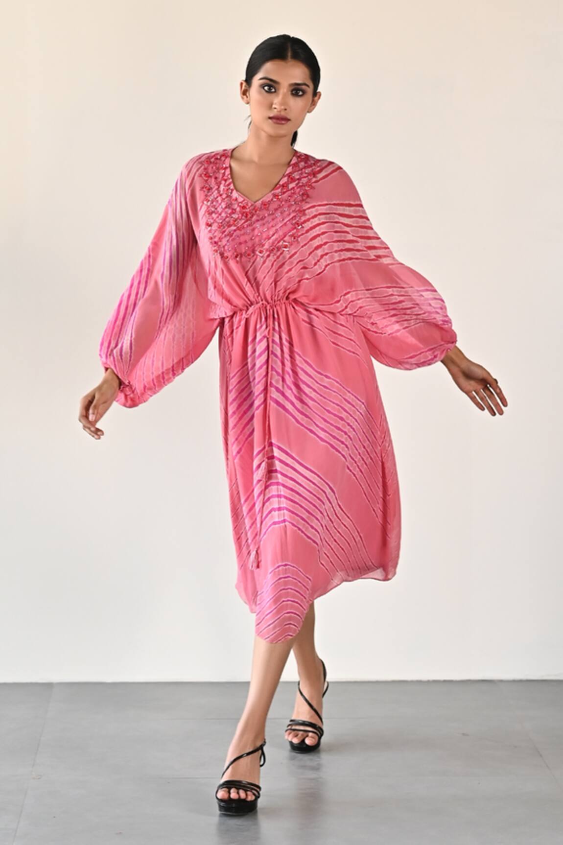 K-Anshika Wave Pattern Gathered Dress 