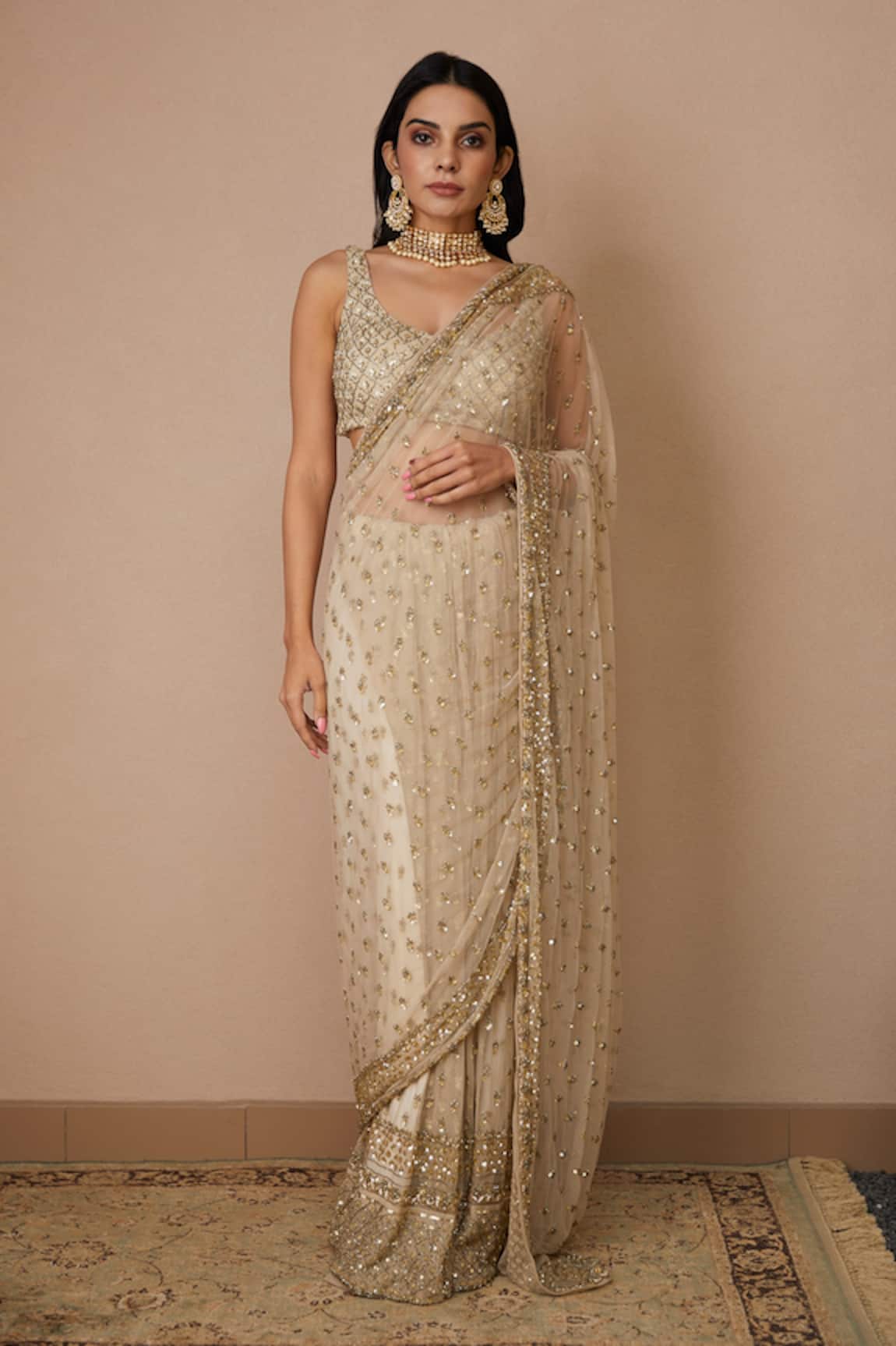 Astha Narang Sequin Embroidered Saree With Blouse