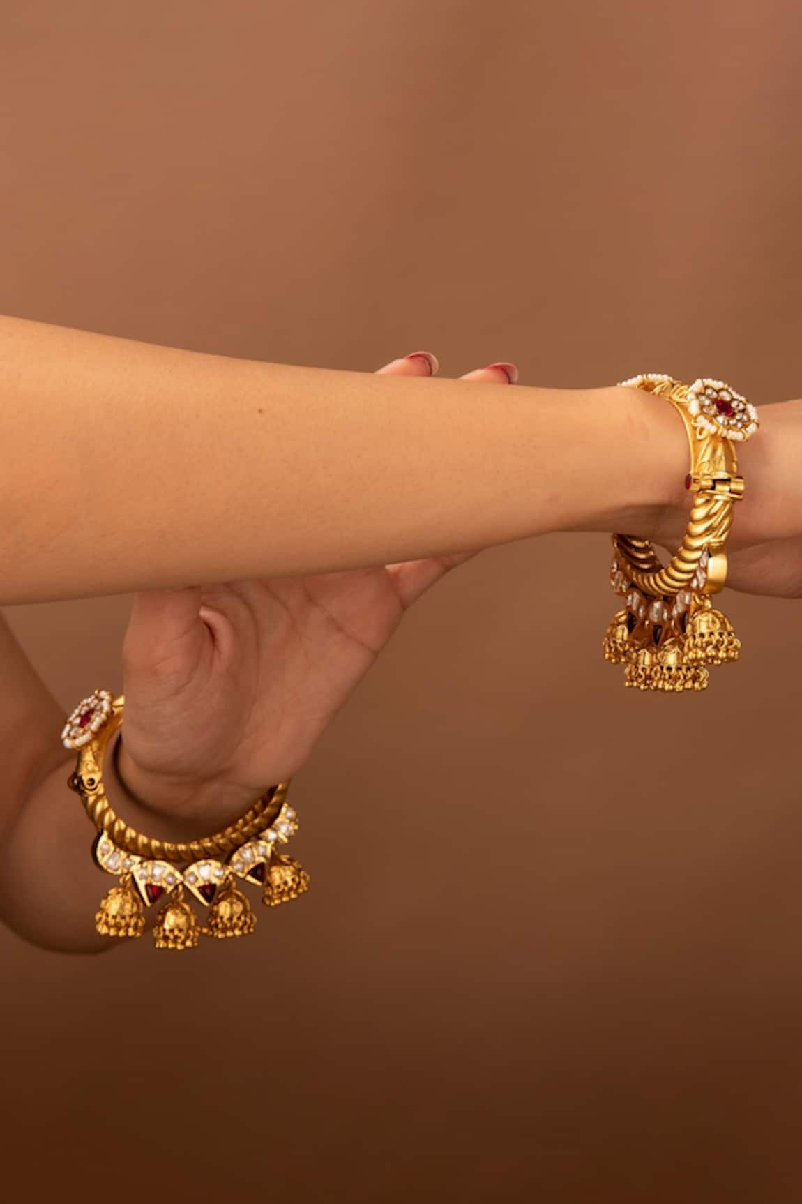 Tizora Jhumki Latkans Pacheli Bangles - Set of 2 