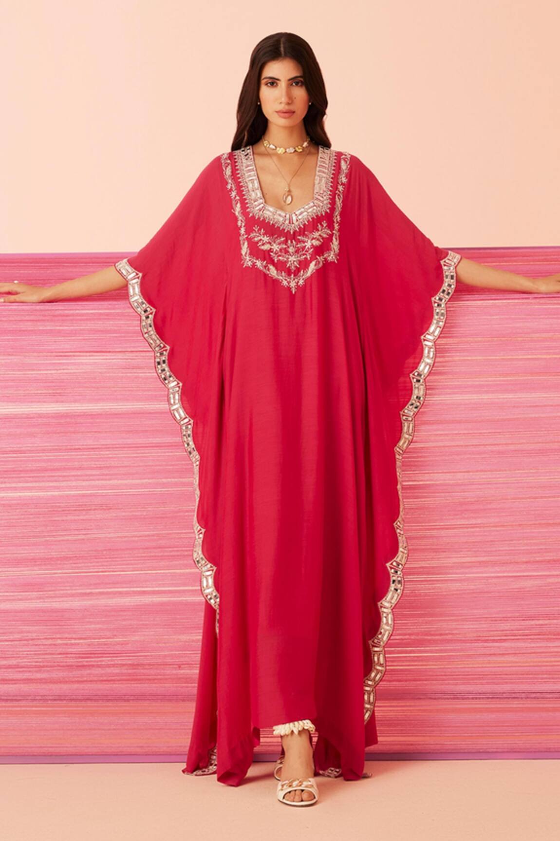 Sureena Chowdhri Melody Embroidered Yoke Kaftan