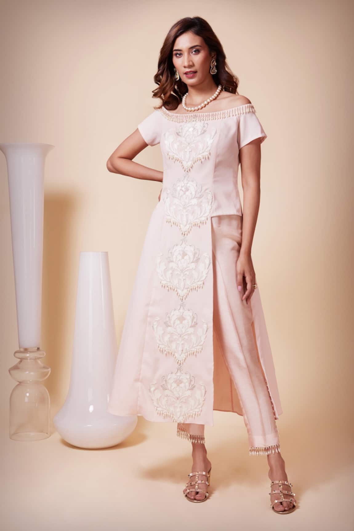 Saaj by Ankita Applique Embroidered Top & Pant Set 