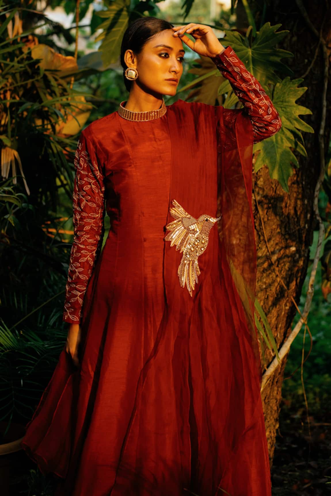 Label Shristi Chetani Hand Embroidered Kalidar Kurta Set