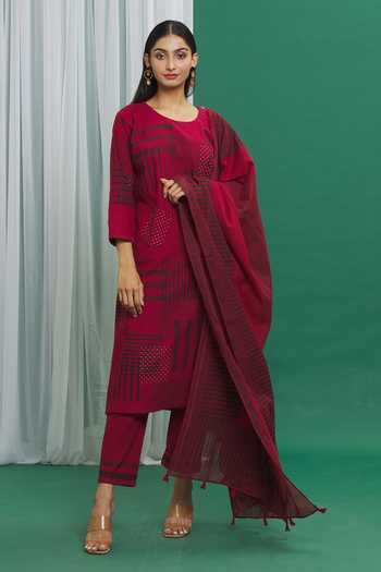 BANANA labs Cotton Abstract Print Kurta Set