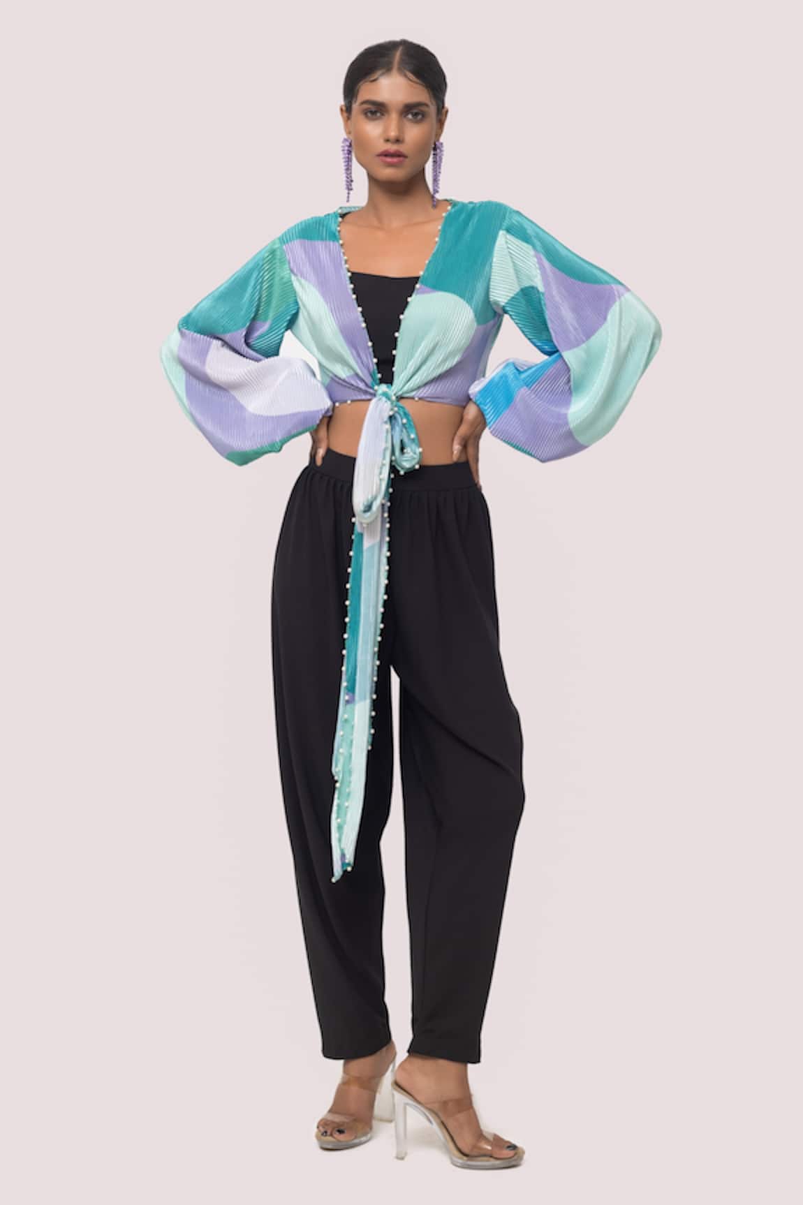 Onaya Printed Pattern Tie Top & Pant Set 