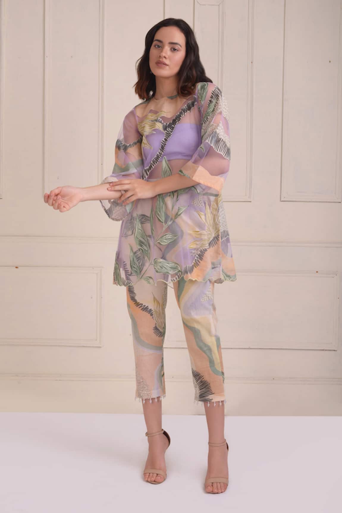 Shwetanga Printed Patch Work Tunic Pant Set 