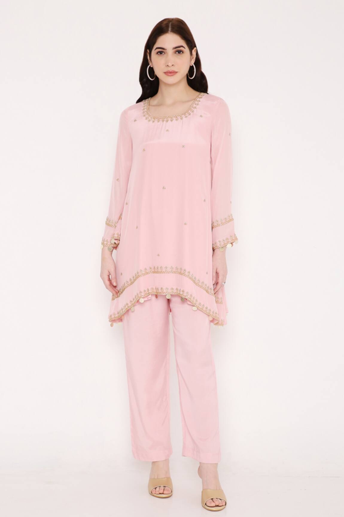 Bha sha Aastha Placement Embroidered Tunic & Pant Set 