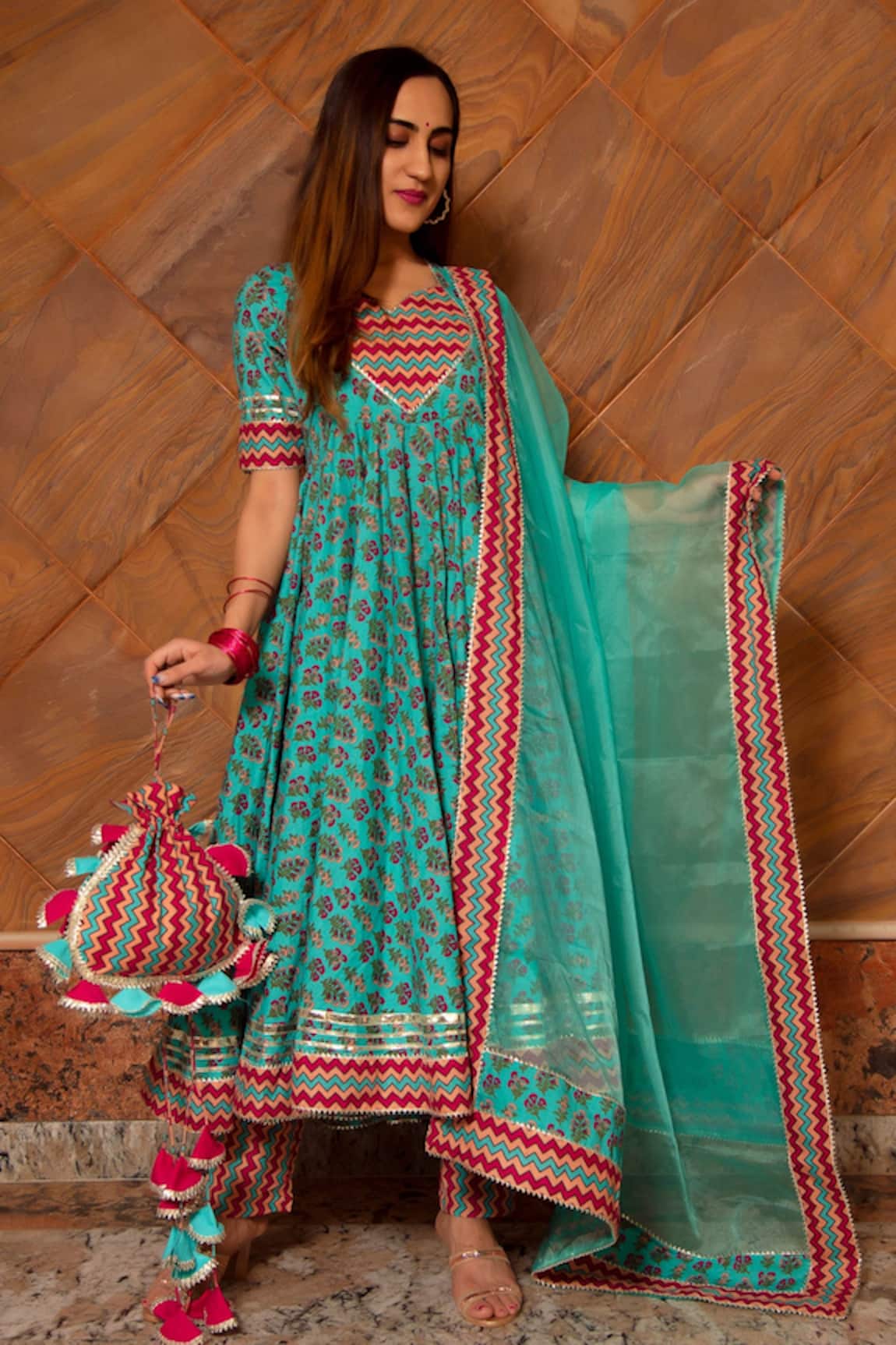 Pomcha Jaipur Saanchi Floral Print Anarkali Set 