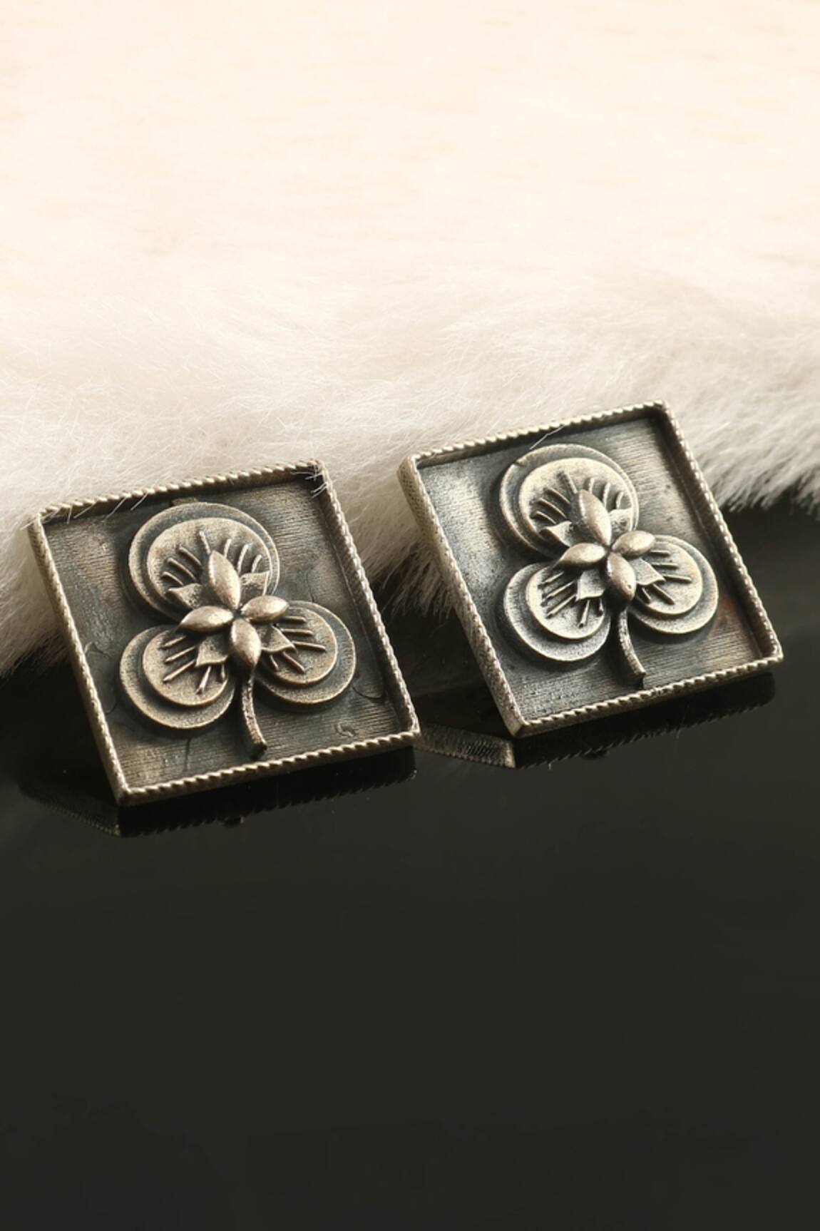 Palace of Silver Oxidized Floral Ear Studs